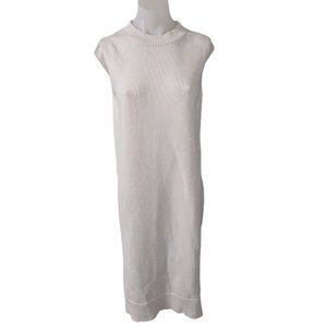 Co Size Medium Open Side Sweater Dress White Cotton Nylon Blend Sleeveless